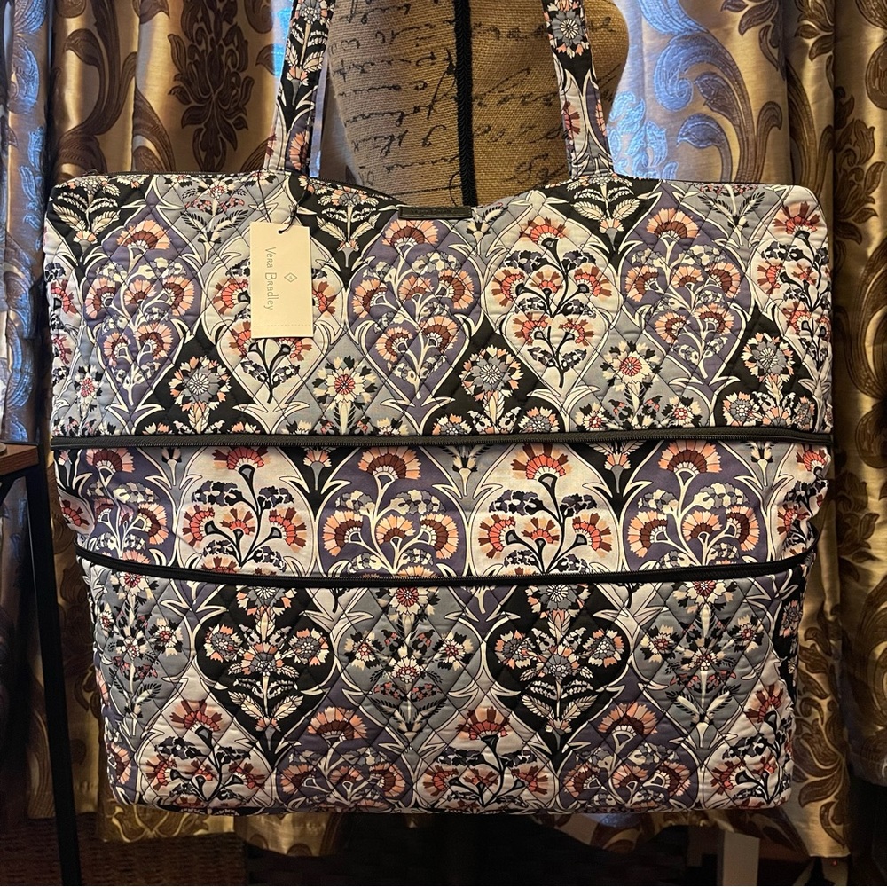 Vera Bradley Ornate Blooms Expandable Travel Tote Bag New NWT - Picture 12 of 16